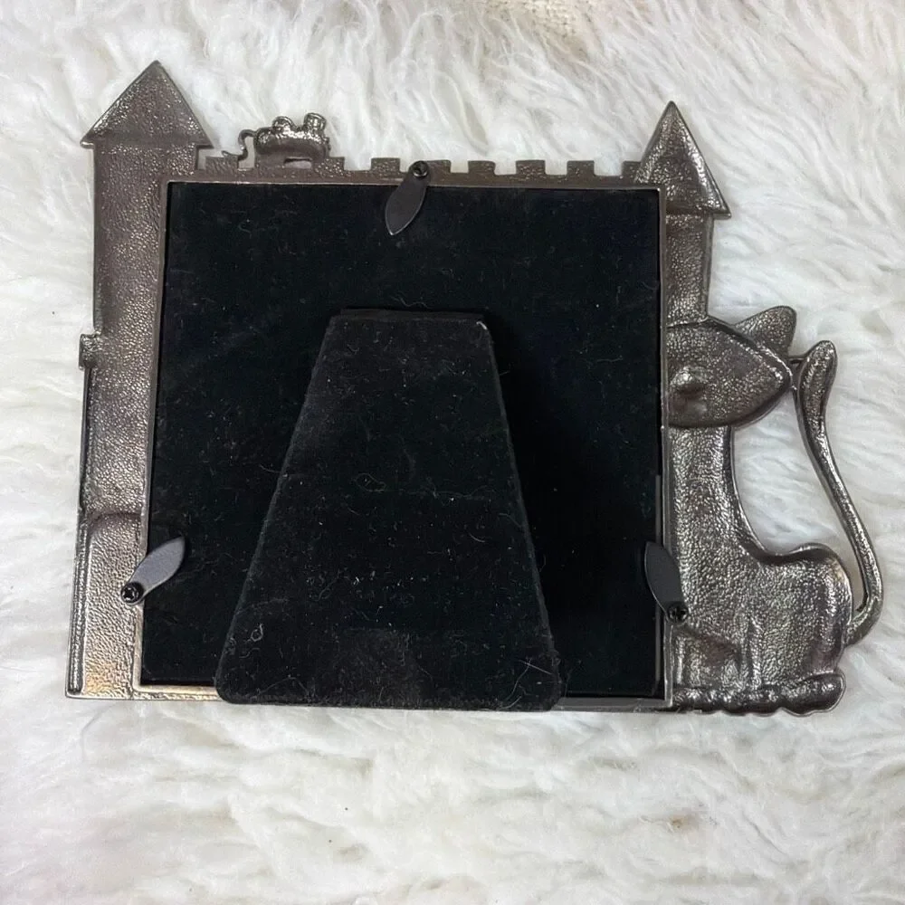 Sonoma Whimsical Kitty Cat with Castle Silvertone Metal Picture Frame 4 x 4 Phot